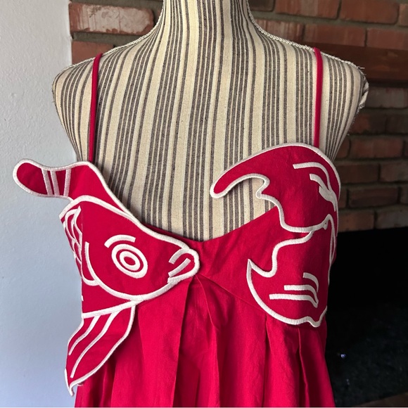 NWT Commense Embroidered Fish Semi-Sheer Cami Dress Sz L - Picture 5 of 10